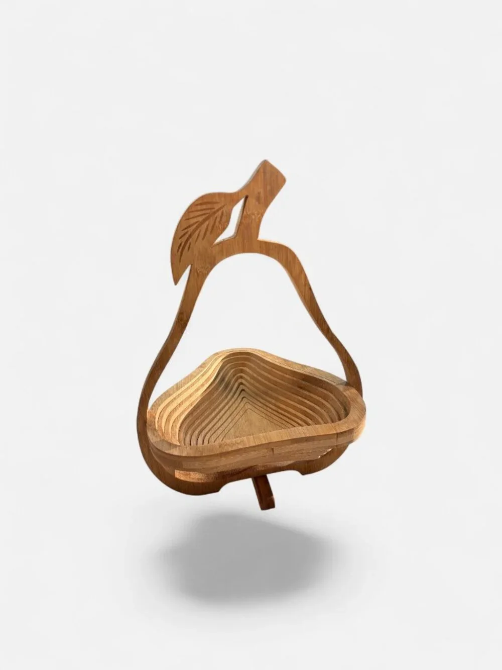 Collapsible Bamboo Pear Fruit Bowl - Single Cut Magic!!  Eco Kitchen Decor